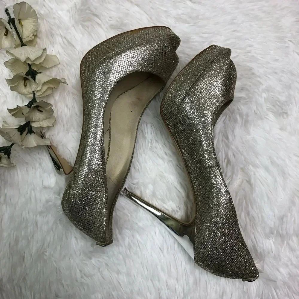 ⭐️Michael Michael Kors Silver Sparkling Heels 9